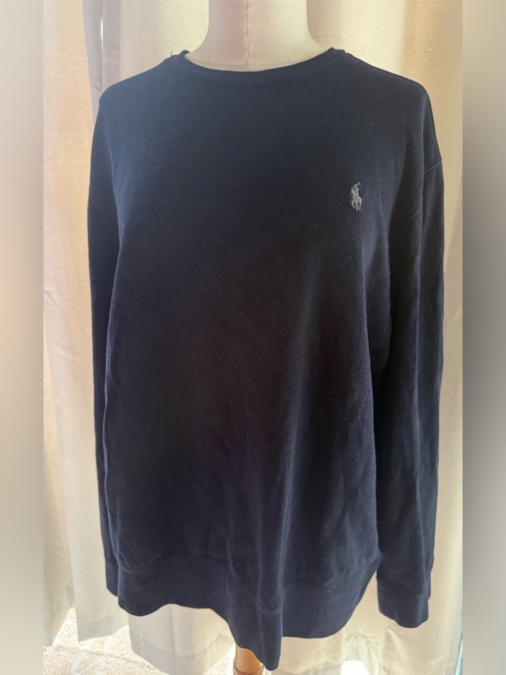 Ralph Lauren Navy Blue Crewneck Sweater with Polo Pony